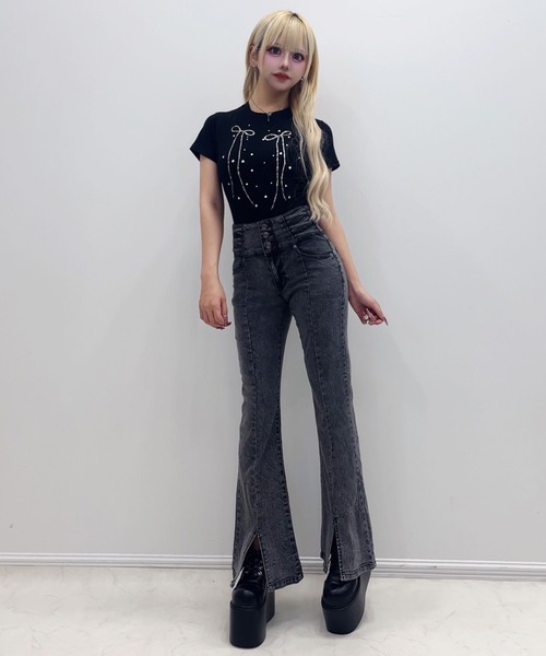 「Diable baiser」 ブーツカットデニムパンツ SMALL グレー レディース