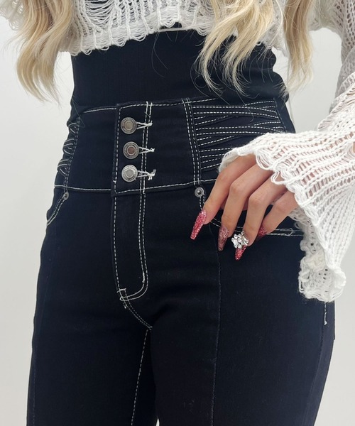 「Diable baiser」 ブーツカットデニムパンツ SMALL グレー レディース