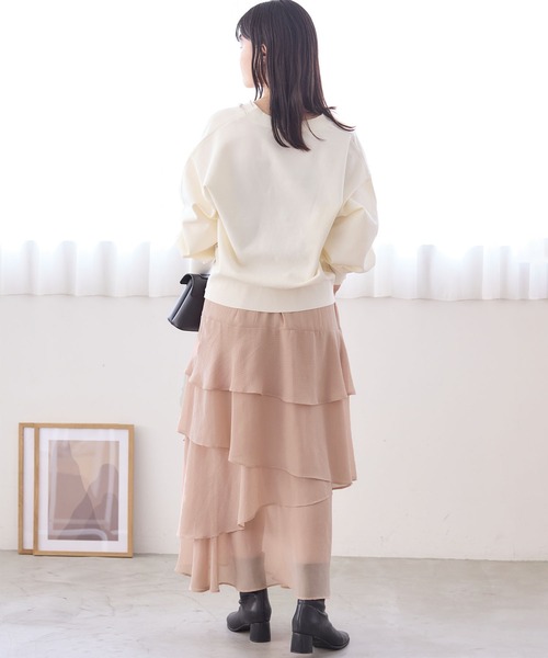 VIS（ビス） ロング スカート 花柄アソート楊柳ティアードスカート