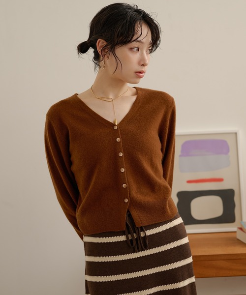 カーディガン wool v neck short knit cardigan /ウールVネック