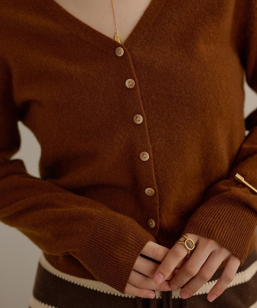 カーディガン wool v neck short knit cardigan /ウールVネック