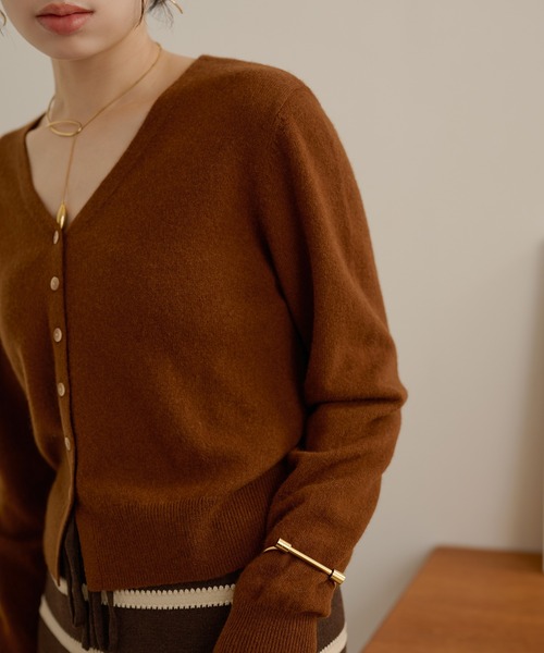 カーディガン wool v neck short knit cardigan /ウールVネック