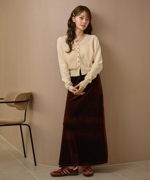 カーディガン wool v neck short knit cardigan /ウールVネック