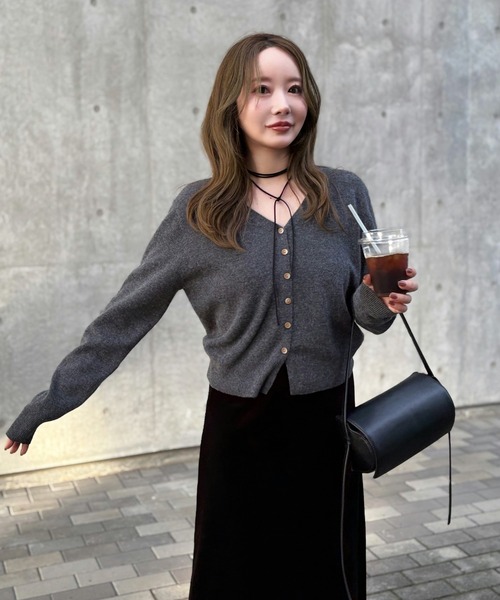 希少 サカイ 上質 ウール ボーダー V ネック デザイン ニット カーディガン カーディガン wool v neck short knit cardigan /ウールVネック
