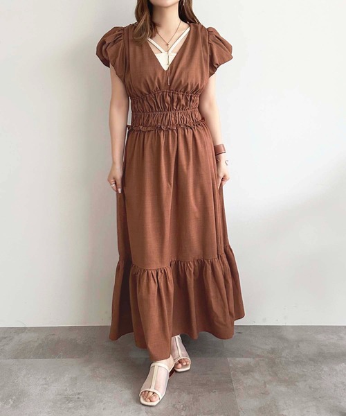 「apres jour」 半袖ワンピース フリー オレンジ系その他 レディース_画像3