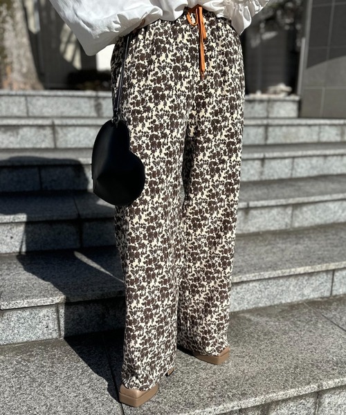  ドット パンツ Mサイズ 黒 mi via loca ワイドパンツ パンツ 「アソート 」Vintageライク花柄