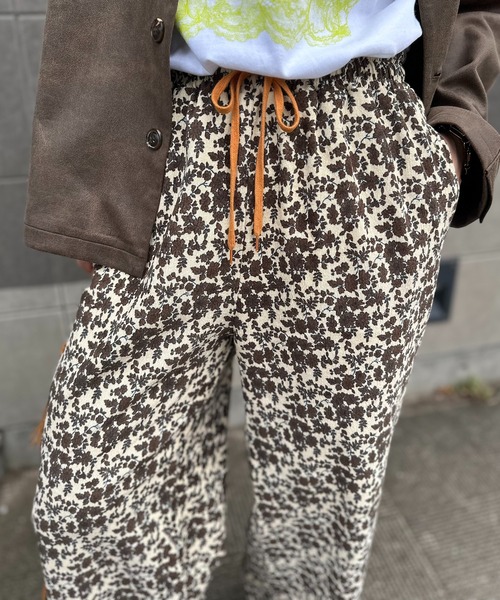 mi via loca ワイドパンツ パンツ コーデュロイ Vintageライク花柄