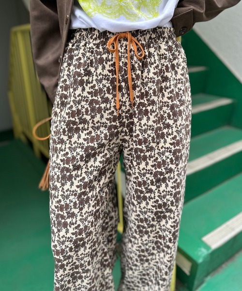 mi via loca ワイドパンツ パンツ コーデュロイ Vintageライク花柄