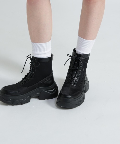 AVIREX ブラック レースアップブーツ AVIREX（アヴィレックス） ブーツ 「直営店限定」LACE UP PLATFORM