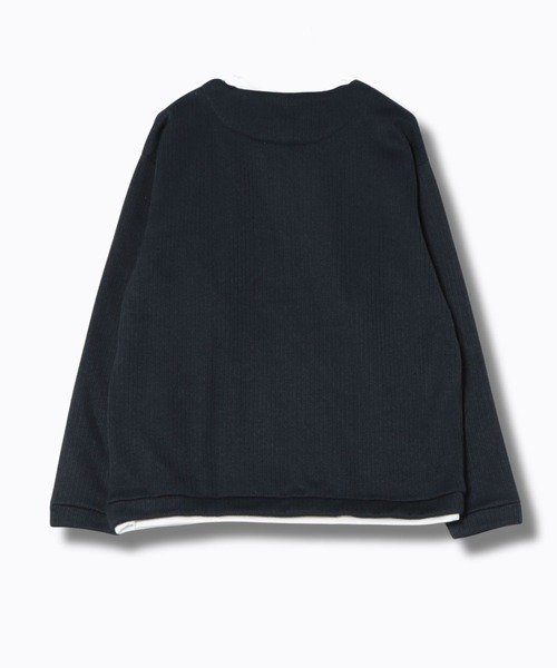 NAVY tシャツ 針抜き裏起毛 フェイクキーネックトレーナー メンズ