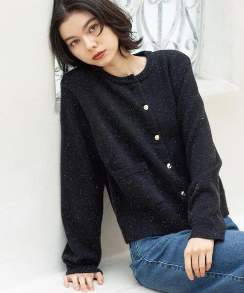 カーディガン 金ボタンラメニットカーディガン「洗濯機OK」 レディース | OPAQUE.CLIP | 02