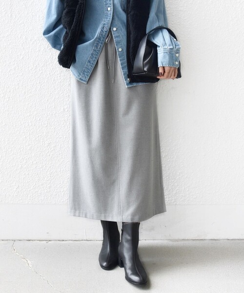 SHIPS（シップス） スカート 「手洗い可能」両面起毛 ドロスト