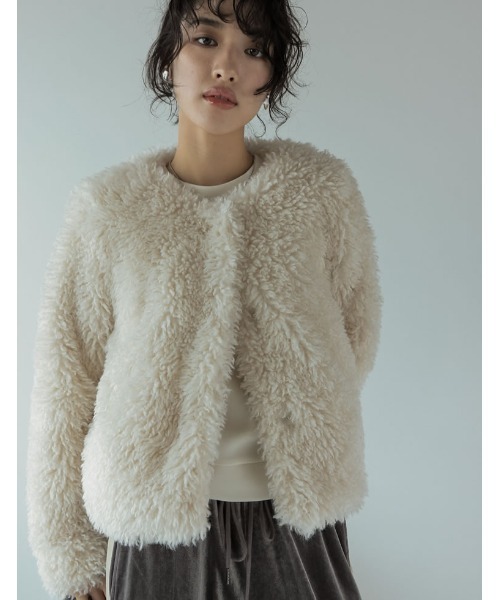 「Re:EDIT」 ノーカラージャケット MEDIUM グレー レディース_画像7