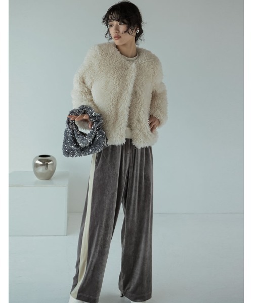 「Re:EDIT」 ノーカラージャケット MEDIUM グレー レディース_画像8