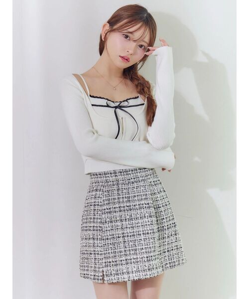 EATME バイカラーキャミニットアンサンブル グレー EATME（イートミー） ニット セーター バイカラーキャミニット