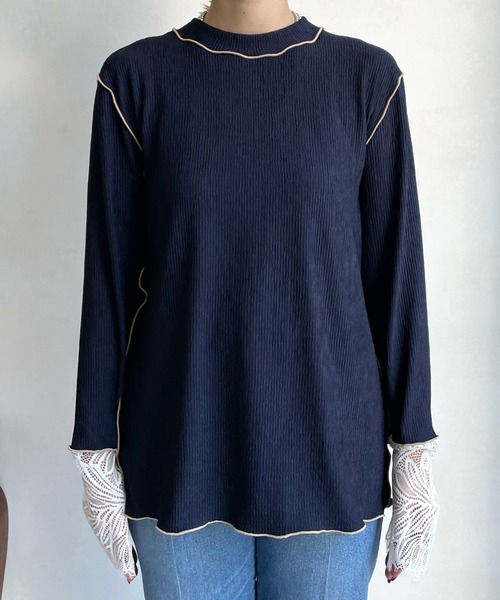 「DouDou」 長袖カットソー FREE ブラック レディース_画像2