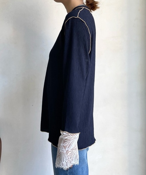 「DouDou」 長袖カットソー FREE ブラック レディース_画像3