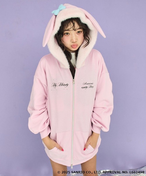 ANAP GiRL（アナップガール） パーカー ×「 マイメロディ 」ファー耳