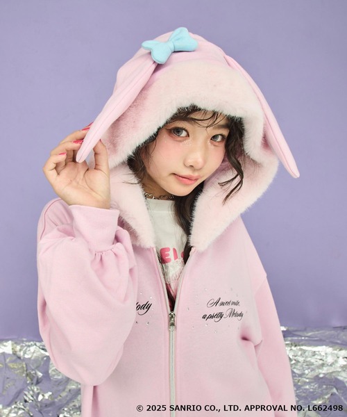 ANAP GiRL（アナップガール） パーカー ×「 マイメロディ 」ファー耳