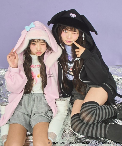 ANAP GiRL（アナップガール） パーカー ×「 マイメロディ 」ファー耳