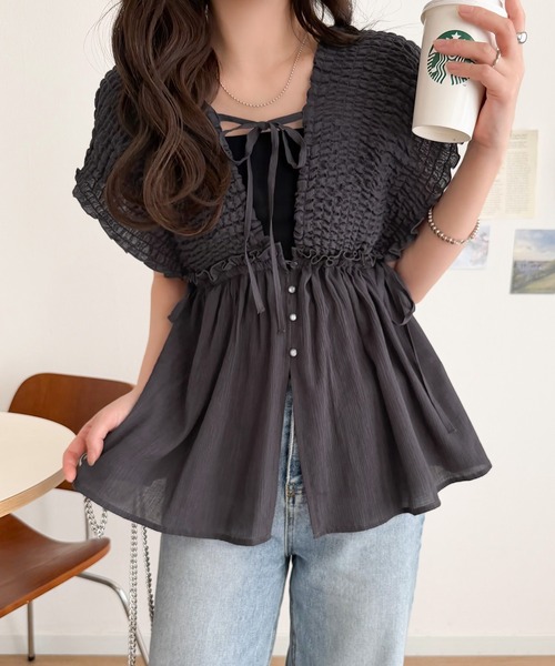mily bilet ブラウス シャツ 「mily bilet」ラフなのに品よく。シアー 