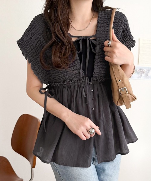 mily bilet ブラウス シャツ 「mily bilet」ラフなのに品よく。シアー 