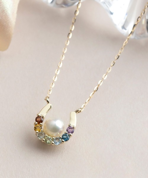 ネックレス K10 レディース TAKE-UP（テイクアップ） ネックレス K10 レインボー＆ホースシュー