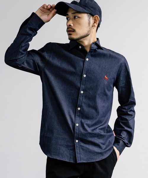 「Healthknit Product」 長袖シャツ M ネイビー メンズ_画像3