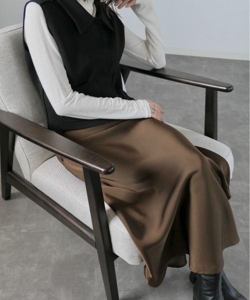 「Reurie'」 フレアスカート FREE ブラウン レディース_画像3