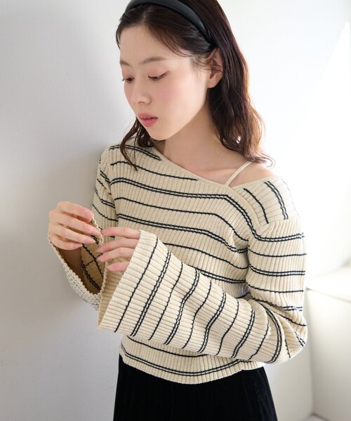 kastane ボリュームスリーブニット Kastane】リボンマトンスリーブニット | OUTLET(アウトレット