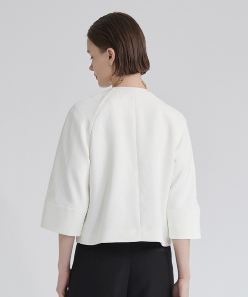 「ESTNATION」 ノーカラージャケット 36 ホワイト レディース_画像5