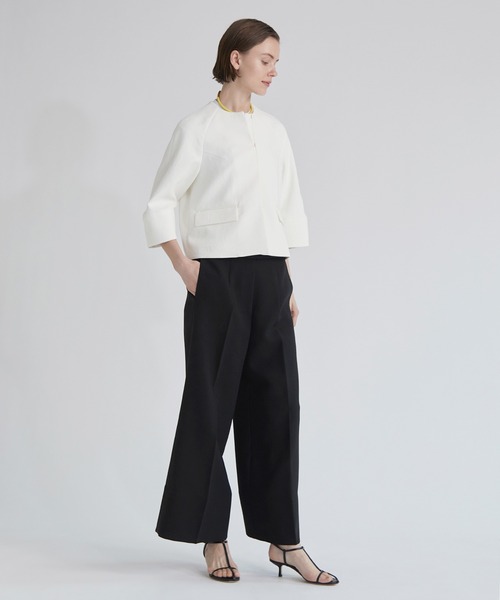 「ESTNATION」 ノーカラージャケット 36 ホワイト レディース_画像6