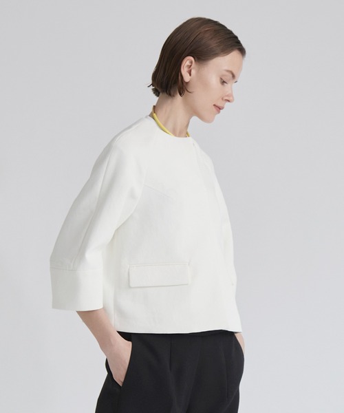 「ESTNATION」 ノーカラージャケット 36 ホワイト レディース_画像8