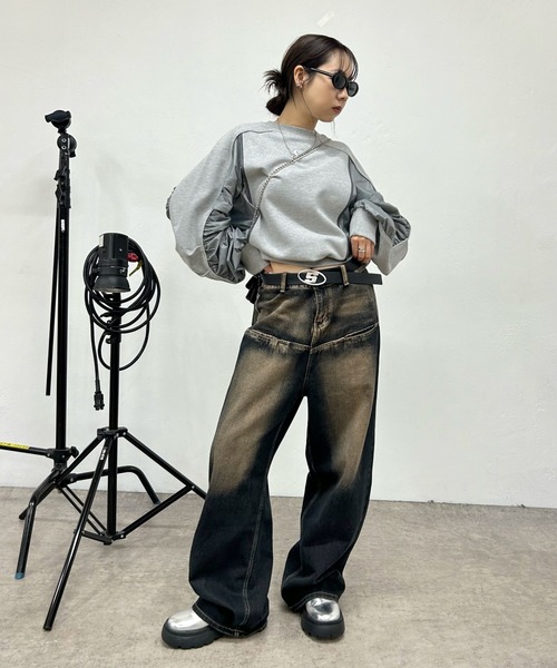 「WHO'S WHO gallery」 「SLOPPY」スウェットカットソー FREE オフホワイト レディース_画像4