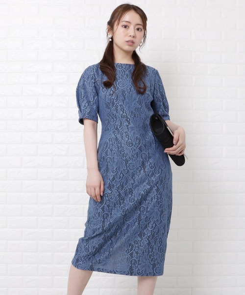 「Lace Ladies」 半袖ワンピース M ブルー レディース_画像7