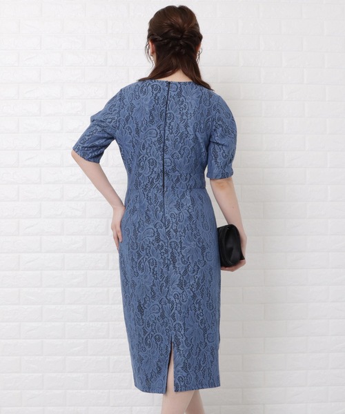 「Lace Ladies」 半袖ワンピース M ブルー レディース_画像8