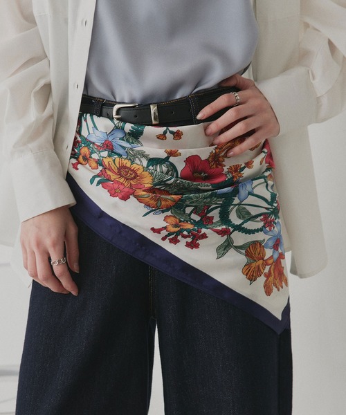 ad thie（アドティエ） スカーフ バンダナ シルクタッチ 花柄 大判