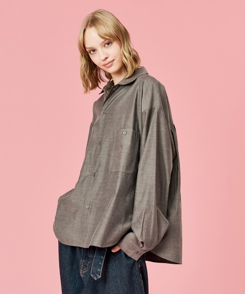 ポロバイラルフローレン　シャンブレー　オープンカラーシャツ　M WETTEMPT シャツ OPEN COLLAR CHAMBRAY SHIRT / オープンカラー