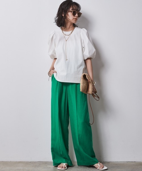 「CHIC STYLE」 半袖ブラウス 4L オフホワイト レディース_画像4