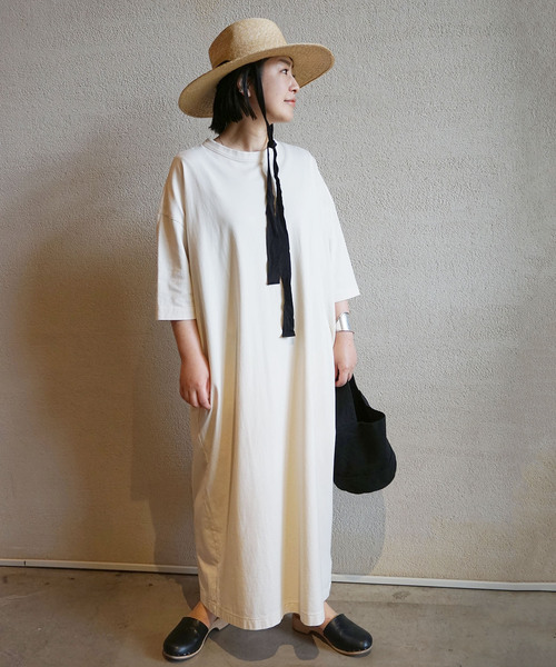 「JOURNAL STANDARD LUXE」 7分袖ワンピース SMALL ホワイト×ホワイト レディース