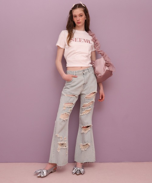 「Seemi. byNICECLAUP」 半袖Tシャツ FREE レッド レディース_画像5