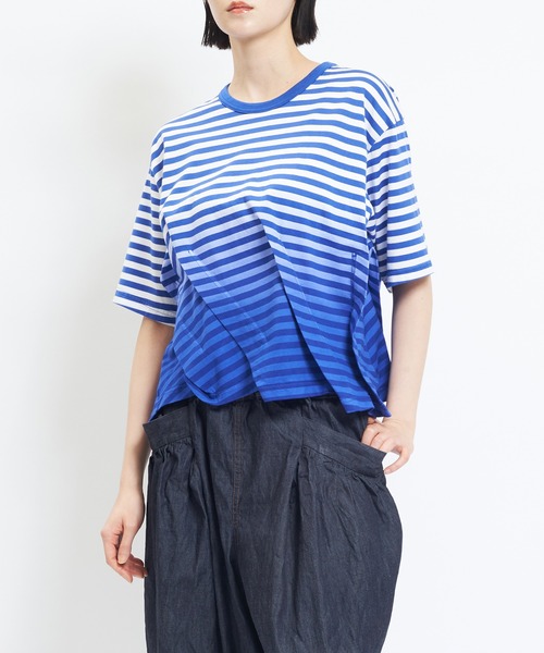 gomme（ゴム） tシャツ 半袖 グラデーションタックT レディース