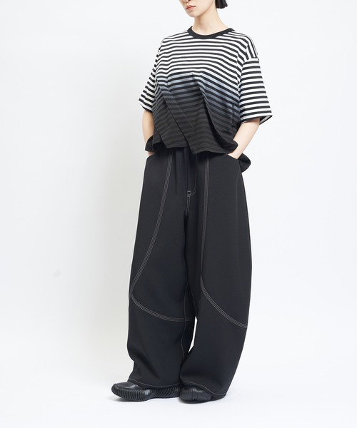 gomme（ゴム） tシャツ 半袖 グラデーションタックT レディース
