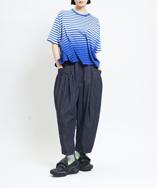 gomme（ゴム） tシャツ 半袖 グラデーションタックT レディース