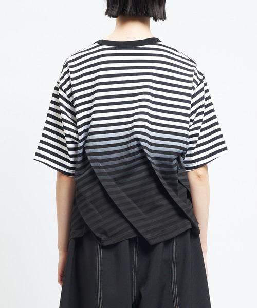 gomme（ゴム） tシャツ 半袖 グラデーションタックT レディース