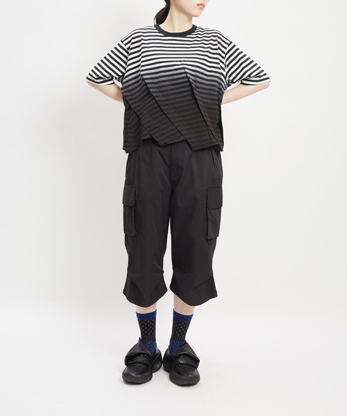 gomme（ゴム） tシャツ 半袖 グラデーションタックT レディース