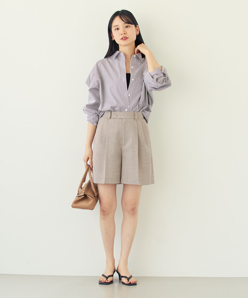 パンツ 「・セットアップ対応」ドンゴロスフレアショートパンツ レディース_6