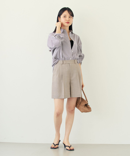 パンツ 「・セットアップ対応」ドンゴロスフレアショートパンツ レディース_11