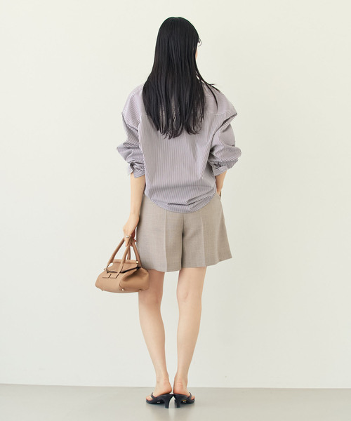 パンツ 「・セットアップ対応」ドンゴロスフレアショートパンツ レディース_13