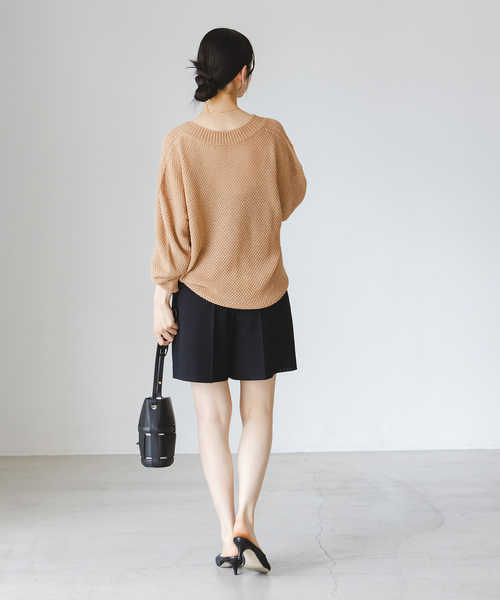 パンツ 「・セットアップ対応」ドンゴロスフレアショートパンツ レディース_17